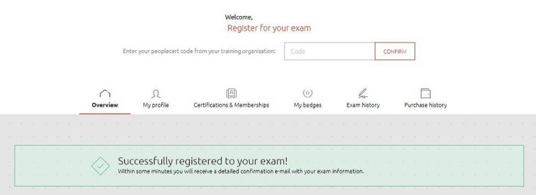 Rejestracja na egzamin zakończona sukcesem