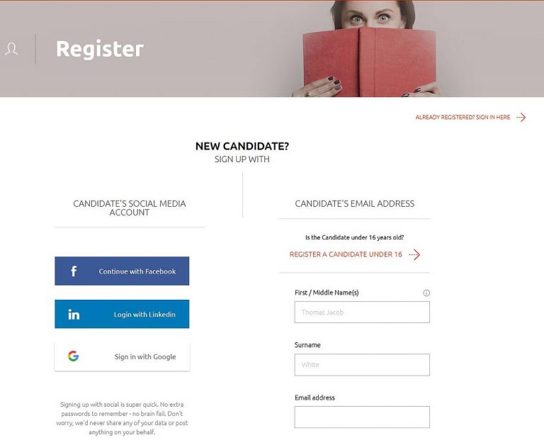 Nowy kandydat - rejestracja